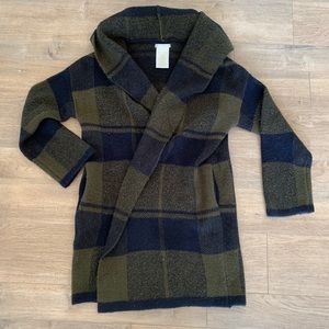 Matty M cardigan/sweater navy and green plaid
